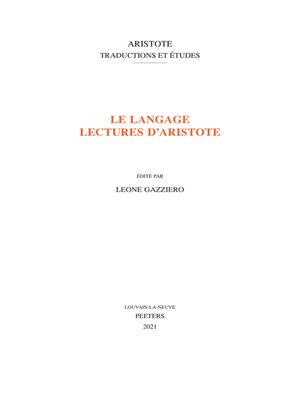 cover image of Le Langage. Lectures d'Aristote